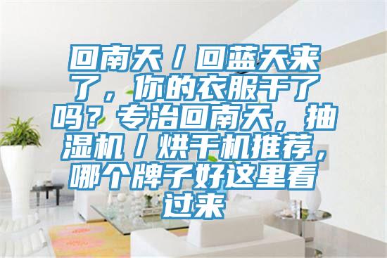 回南天／回藍(lán)天來了，你的衣服干了嗎？專治回南天，抽濕機(jī)／烘干機(jī)推薦，哪個(gè)牌子好這里看過來